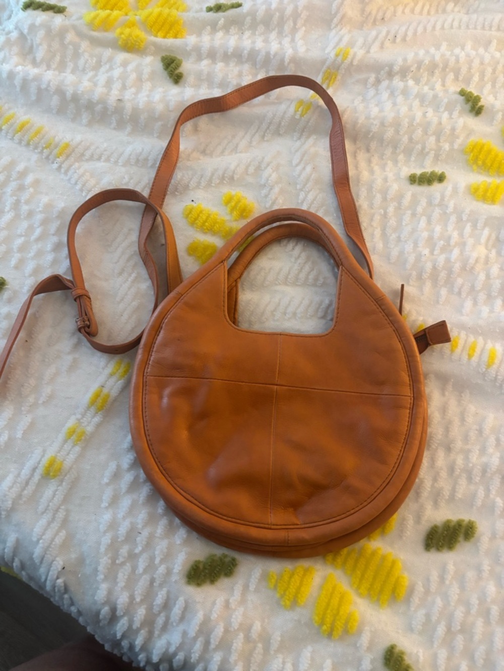 Anthropologie Lamb Leather Shoulder Bag Brown Large Structured Hobo RN72855